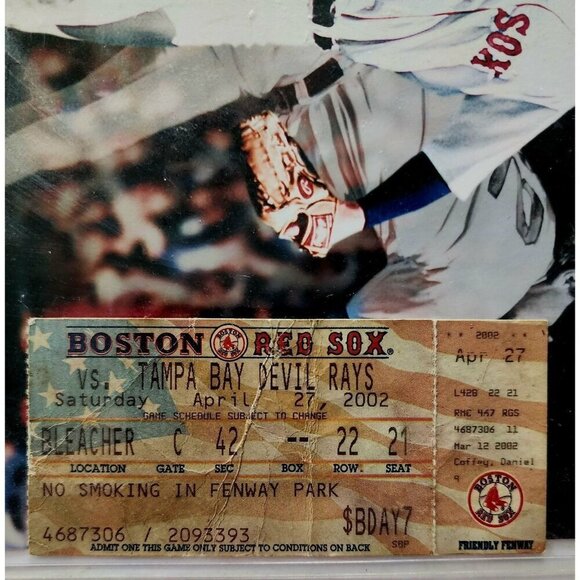2002 Derek Lowe 8x10 Photo 1st No Hitter Fenway April 27 With Ticket Stub DWR4 - Picture 3 of 4
